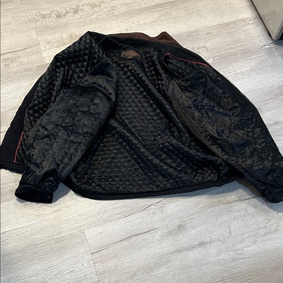 Weather Tamer Men's Faux Suede Black Jacket with Brown Collar Size XL - Picture 4 of 7